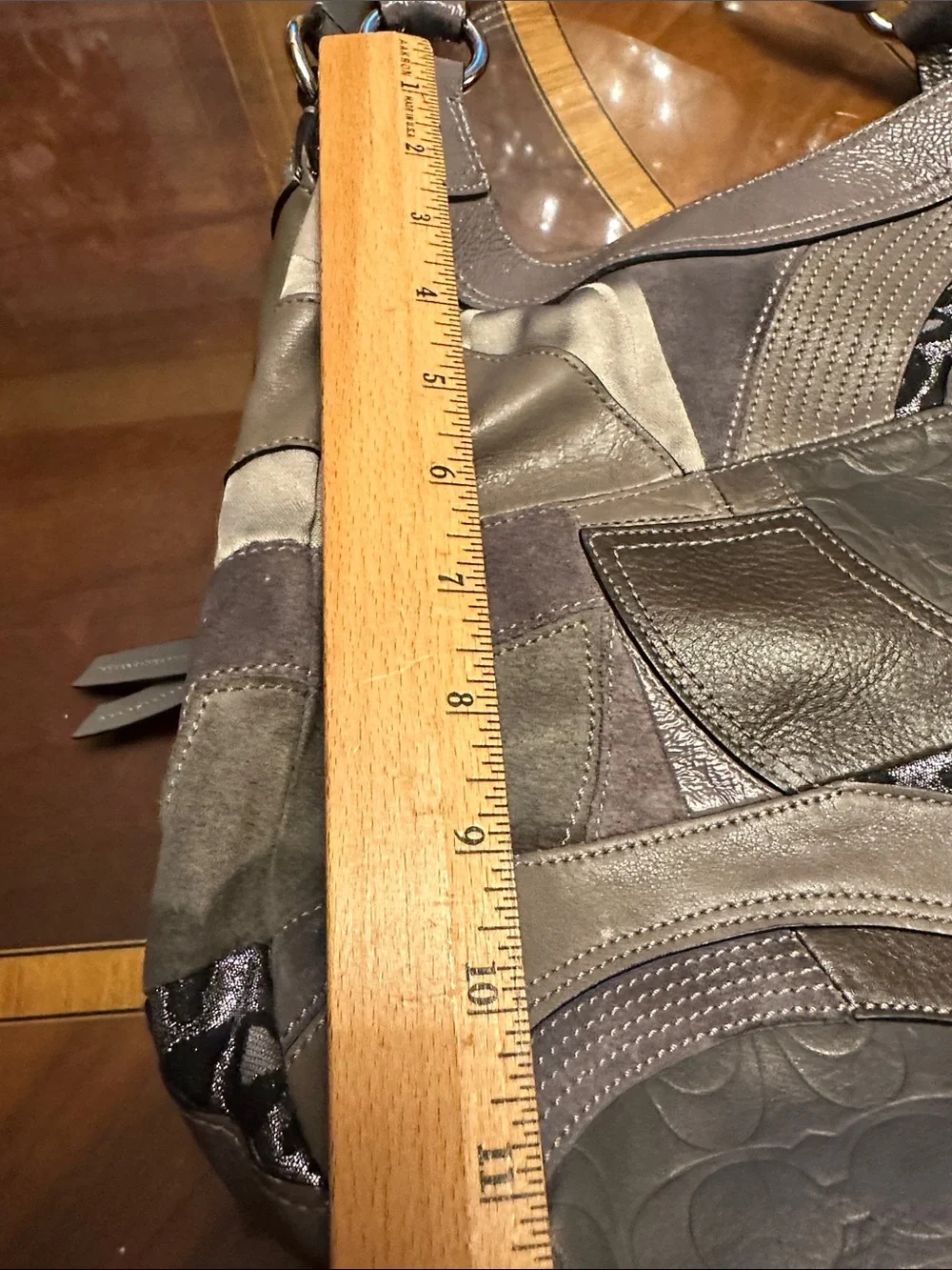 Like new, Coach Gray and Taupe Patchwork Hobo Bag